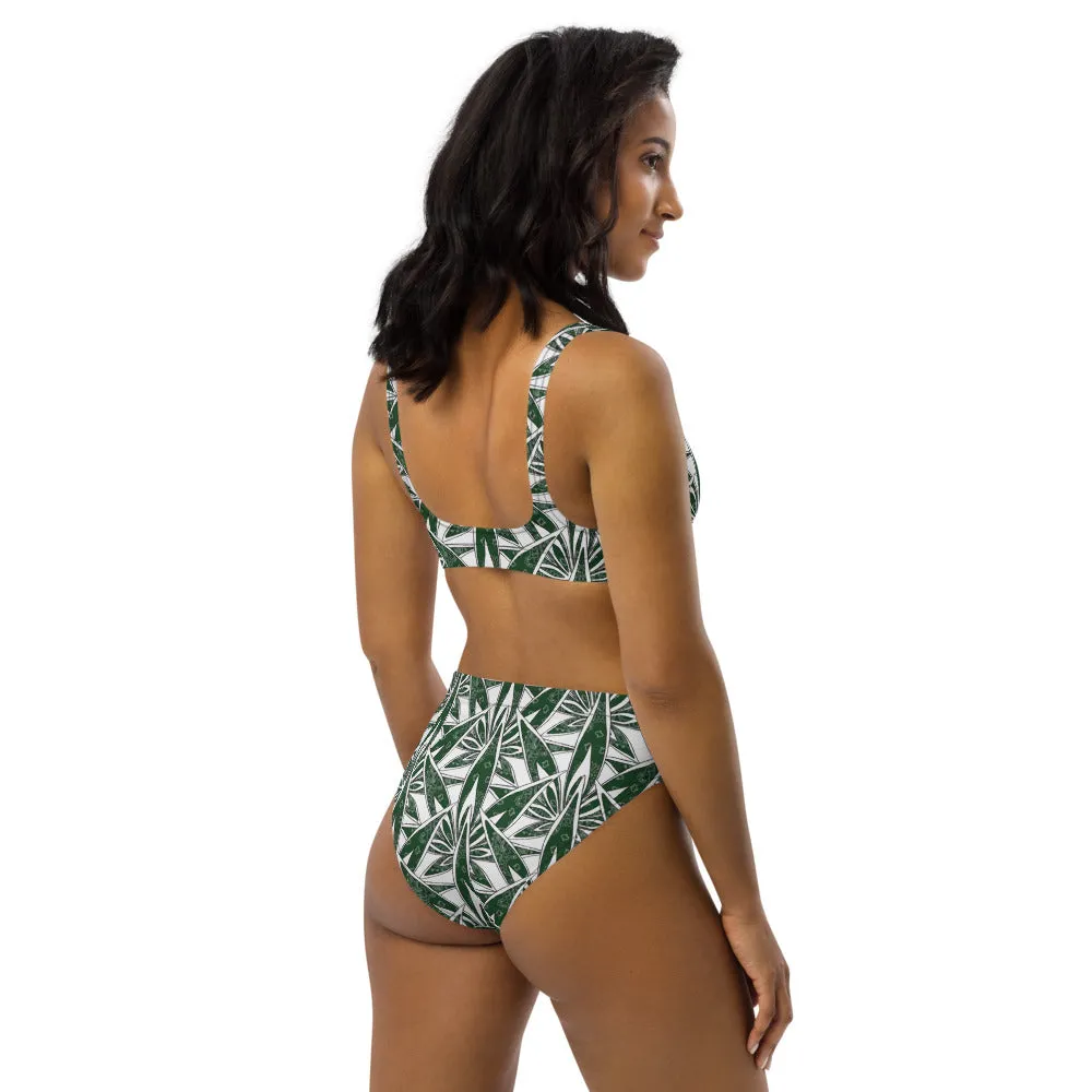 Dark Green Bandana Recycled high-waisted bikini