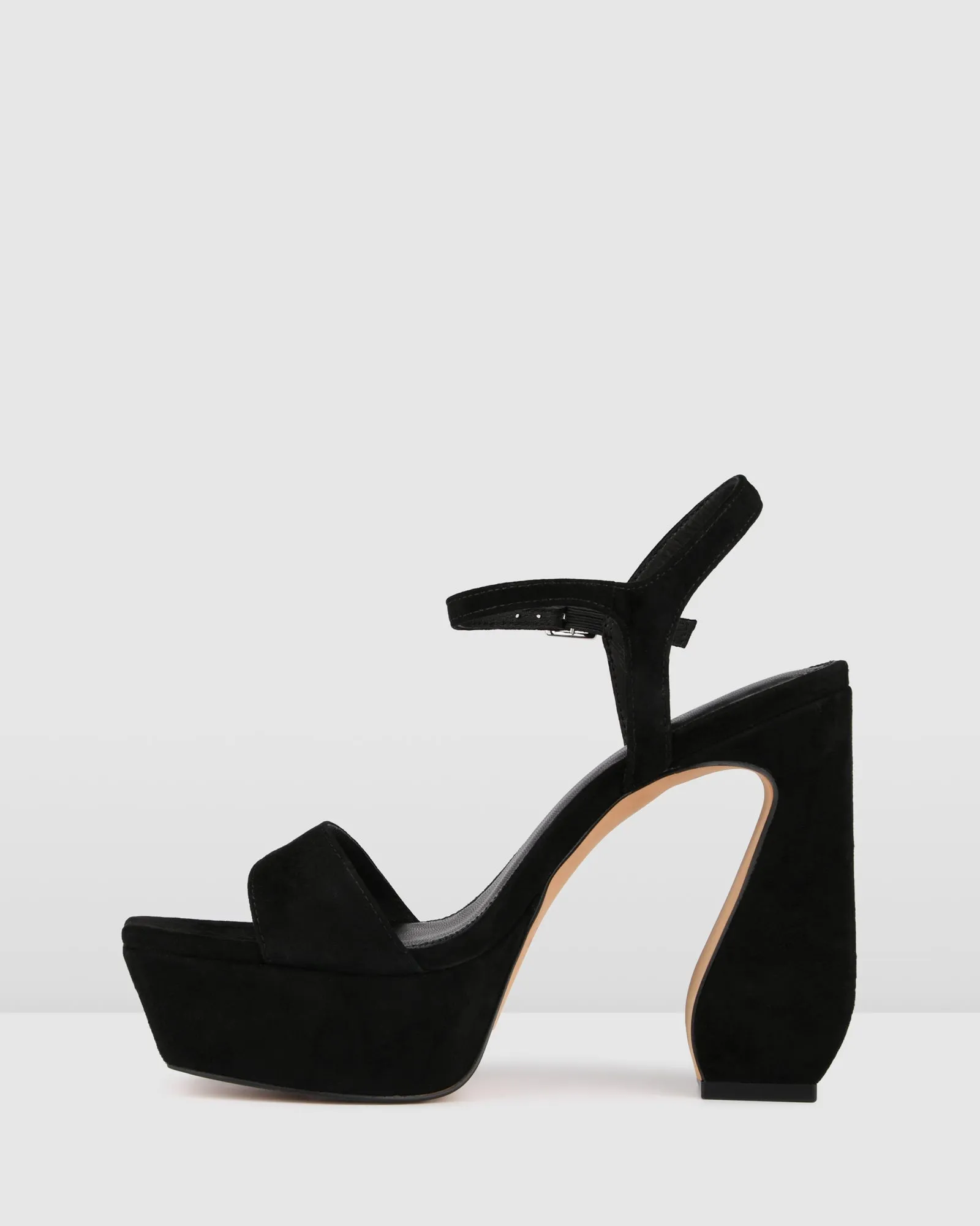 DELPHINA HIGH HEEL PLATFORM SANDALS BLACK SUEDE