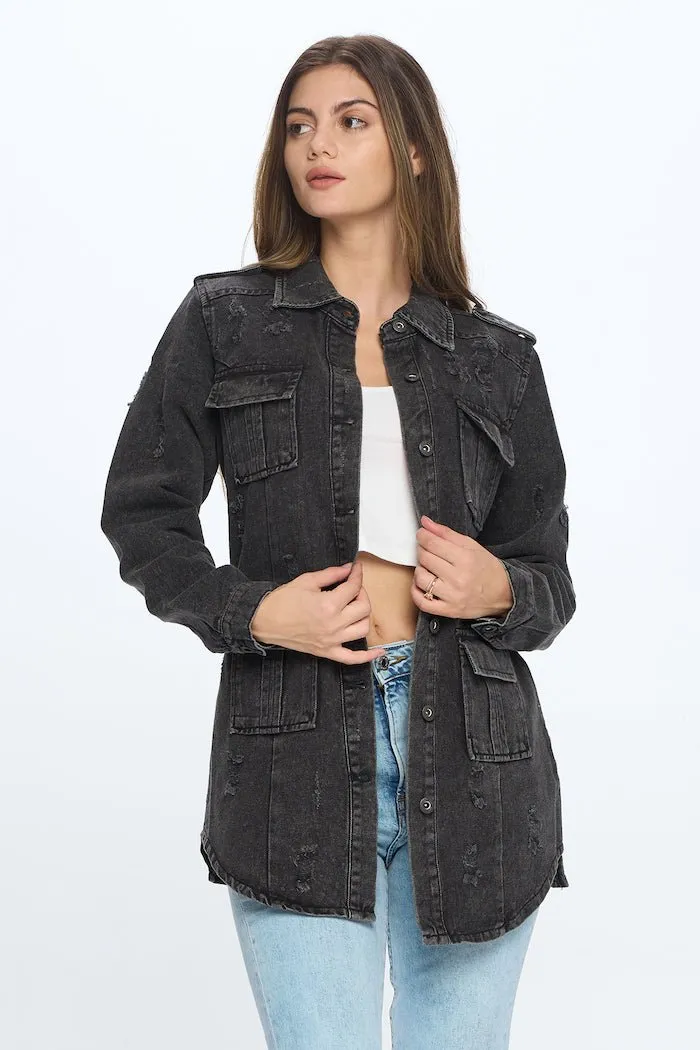 Denim 3/4 Quarter Jackets with Pockets