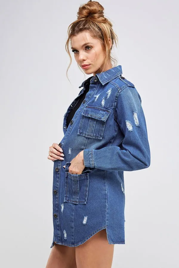 Denim 3/4 Quarter Jackets with Pockets