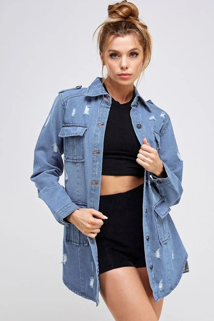 Denim 3/4 Quarter Jackets with Pockets