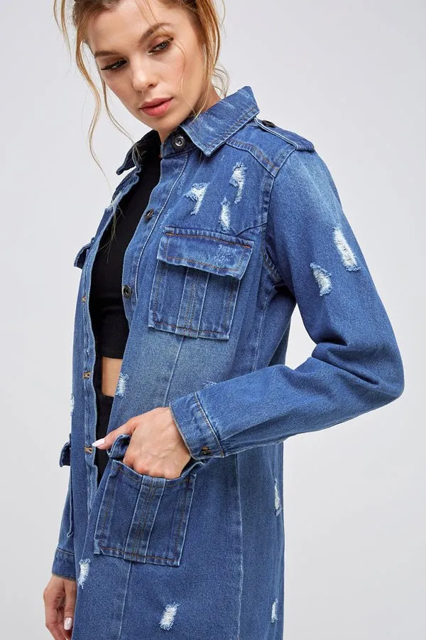 Denim 3/4 Quarter Jackets with Pockets