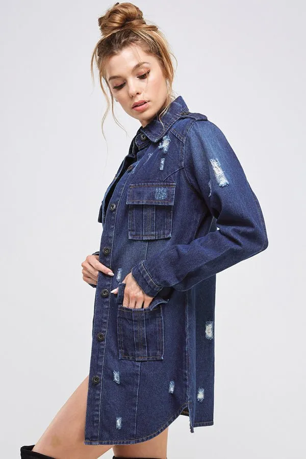 Denim 3/4 Quarter Jackets with Pockets