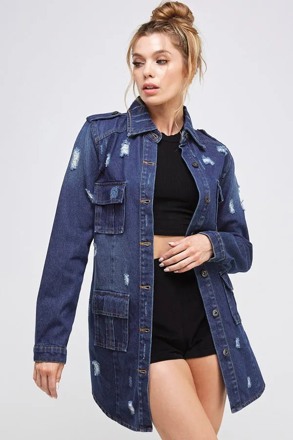 Denim 3/4 Quarter Jackets with Pockets