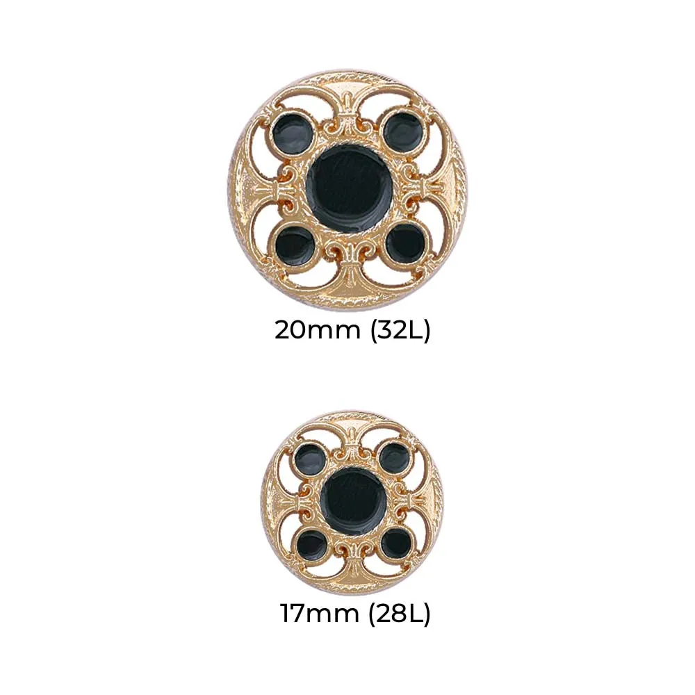 Designer Shiny Gold Cutwork Design Enamel Colour Metal Buttons