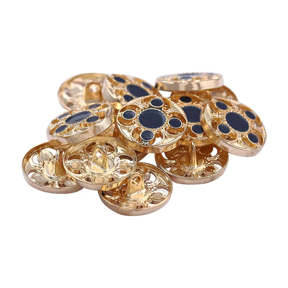 Designer Shiny Gold Cutwork Design Enamel Colour Metal Buttons