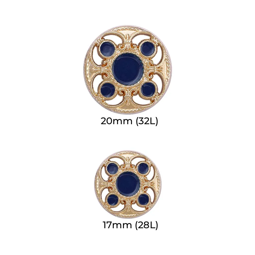 Designer Shiny Gold Cutwork Design Enamel Colour Metal Buttons