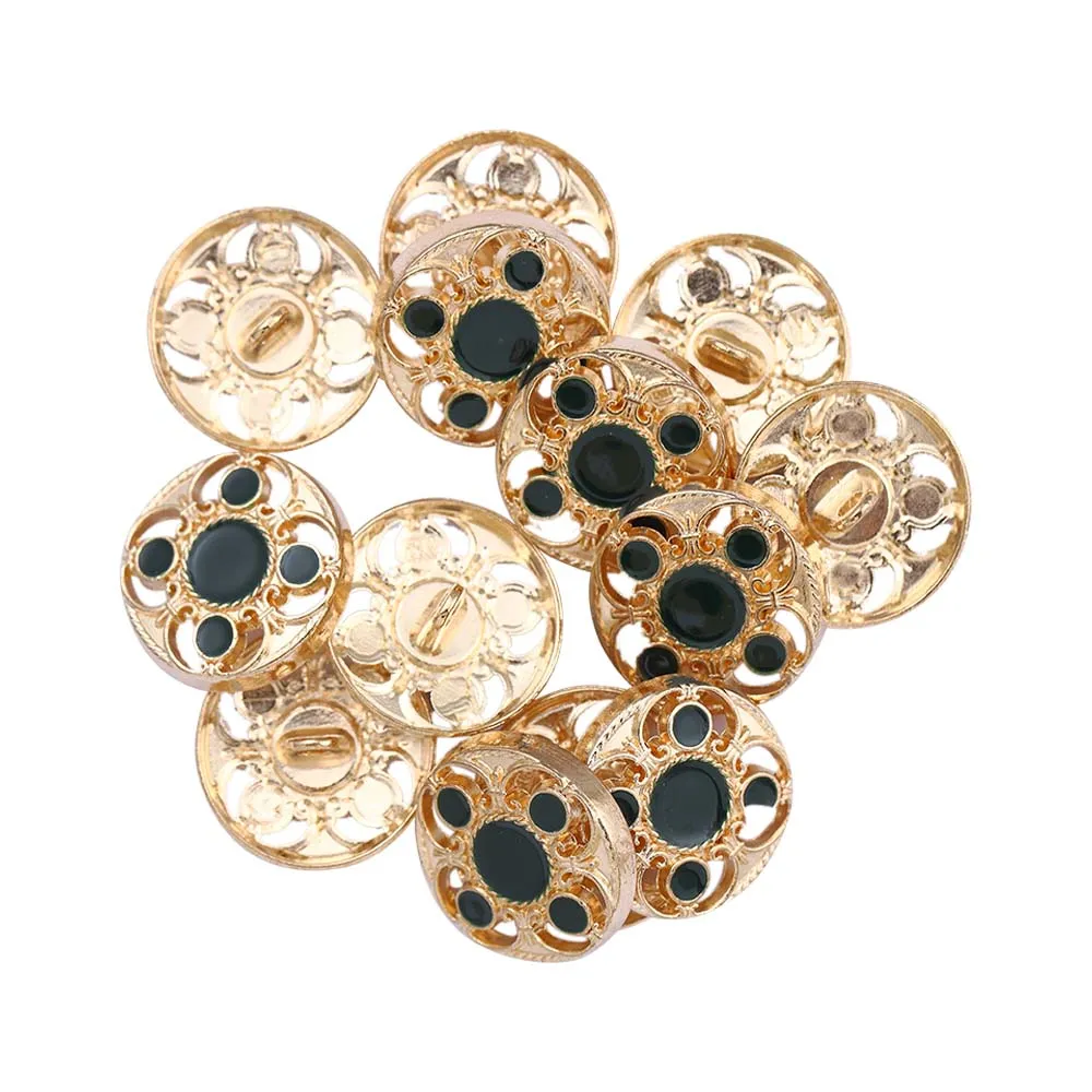 Designer Shiny Gold Cutwork Design Enamel Colour Metal Buttons