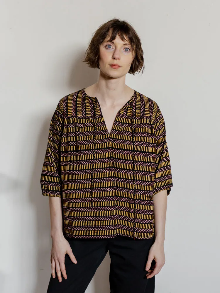 Devi Blouse - Dots And Dashes Yellow