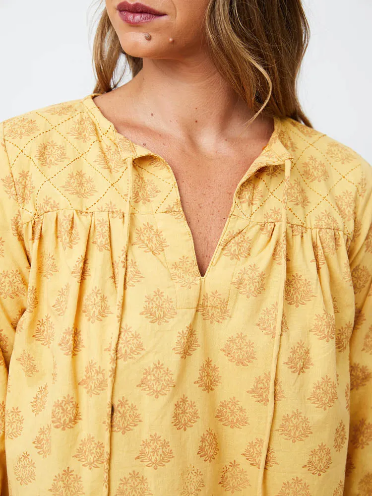 Devi Blouse - Floral Stamp Sundial