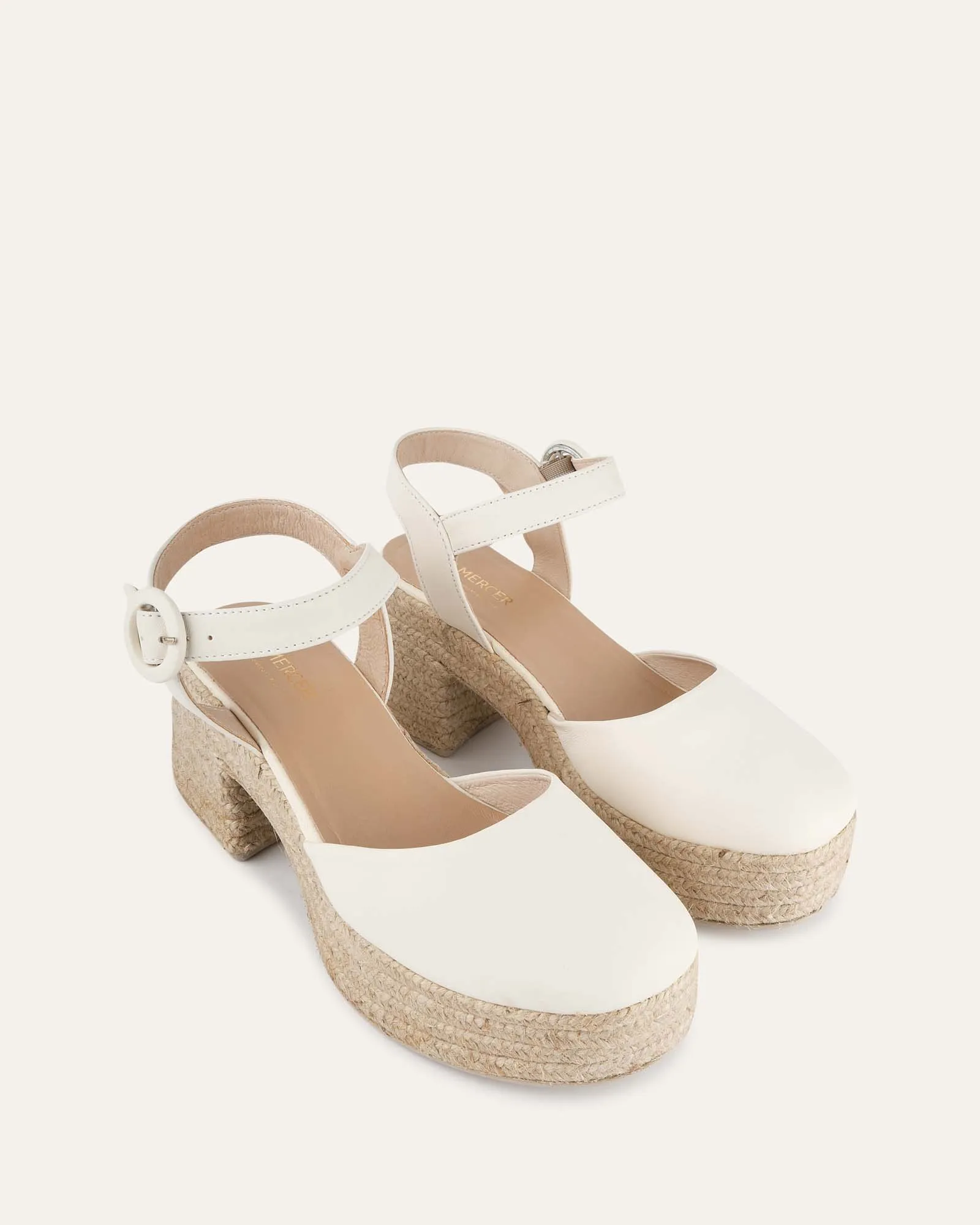 DINA HIGH HEEL ESPADRILLES OFF WHITE LEATHER