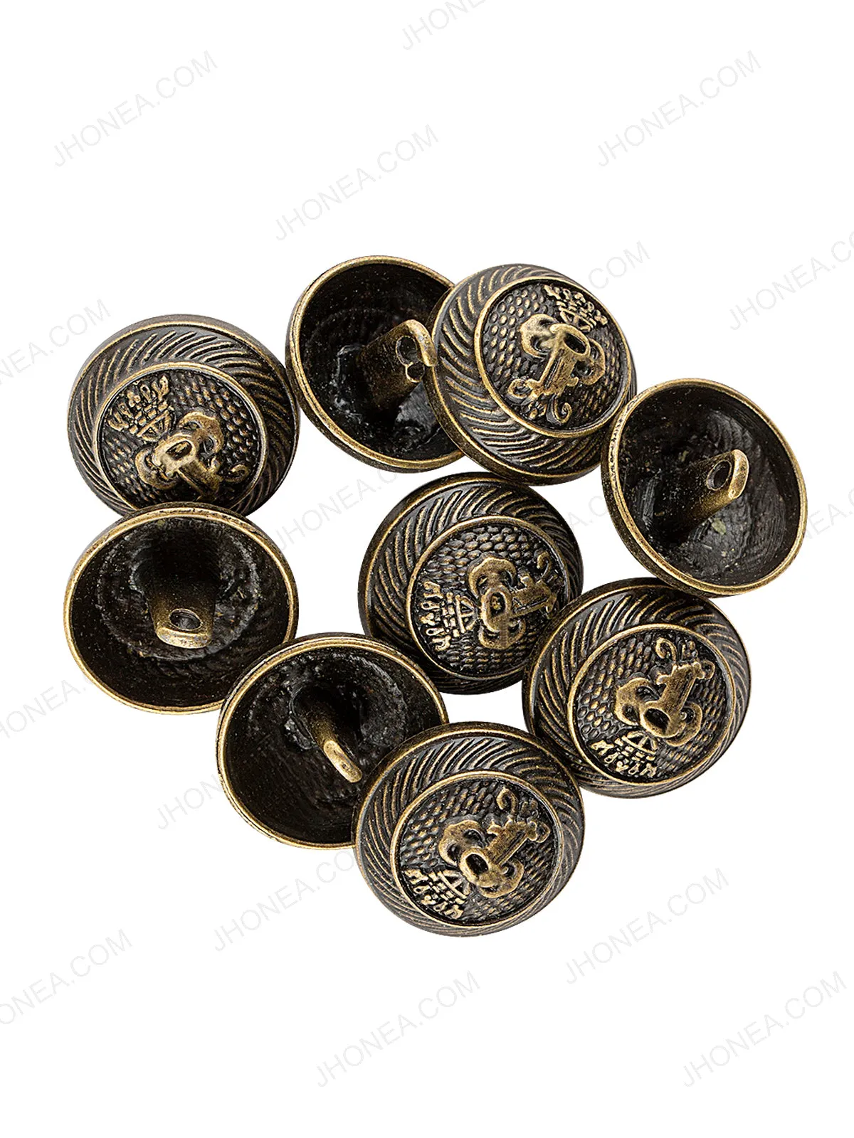 Dome Shape Engraved Design Antique Brass Button