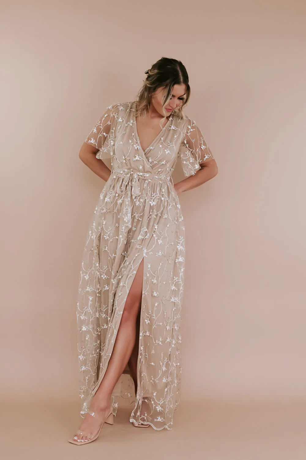 ECB Exclusive: Dreamy Floral Embroidered Maxi Dress