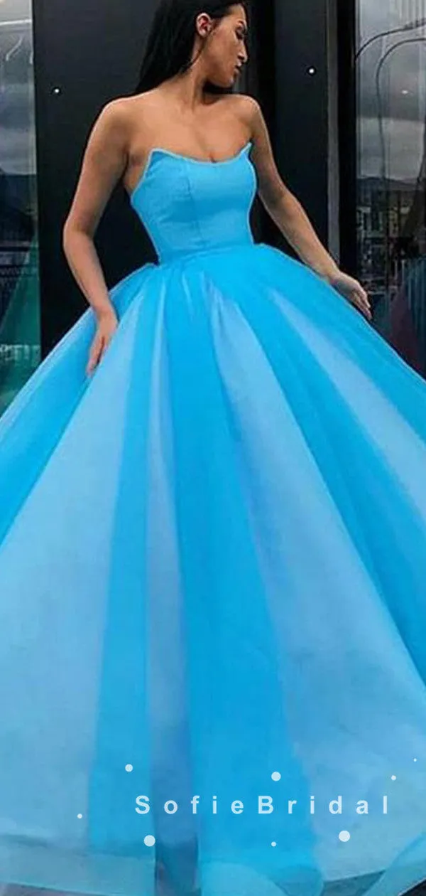 Elegant Ball Gown Strapless Custom Cheap Long Prom Dresses Online,SFPD0011