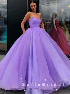 Elegant Ball Gown Strapless Custom Cheap Long Prom Dresses Online,SFPD0011