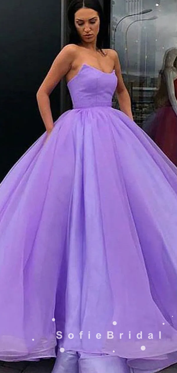 Elegant Ball Gown Strapless Custom Cheap Long Prom Dresses Online,SFPD0011