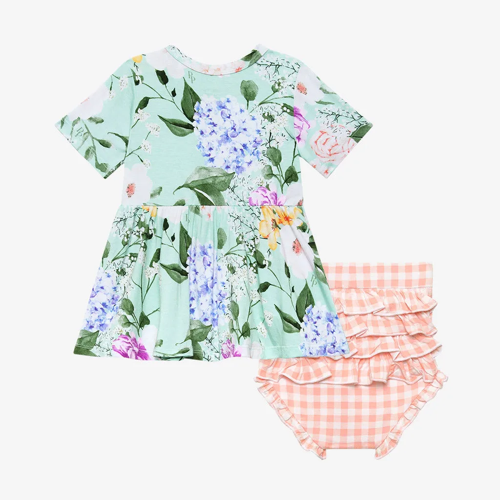 Erin Short Sleeve Peplum Ruffled Bummie Set