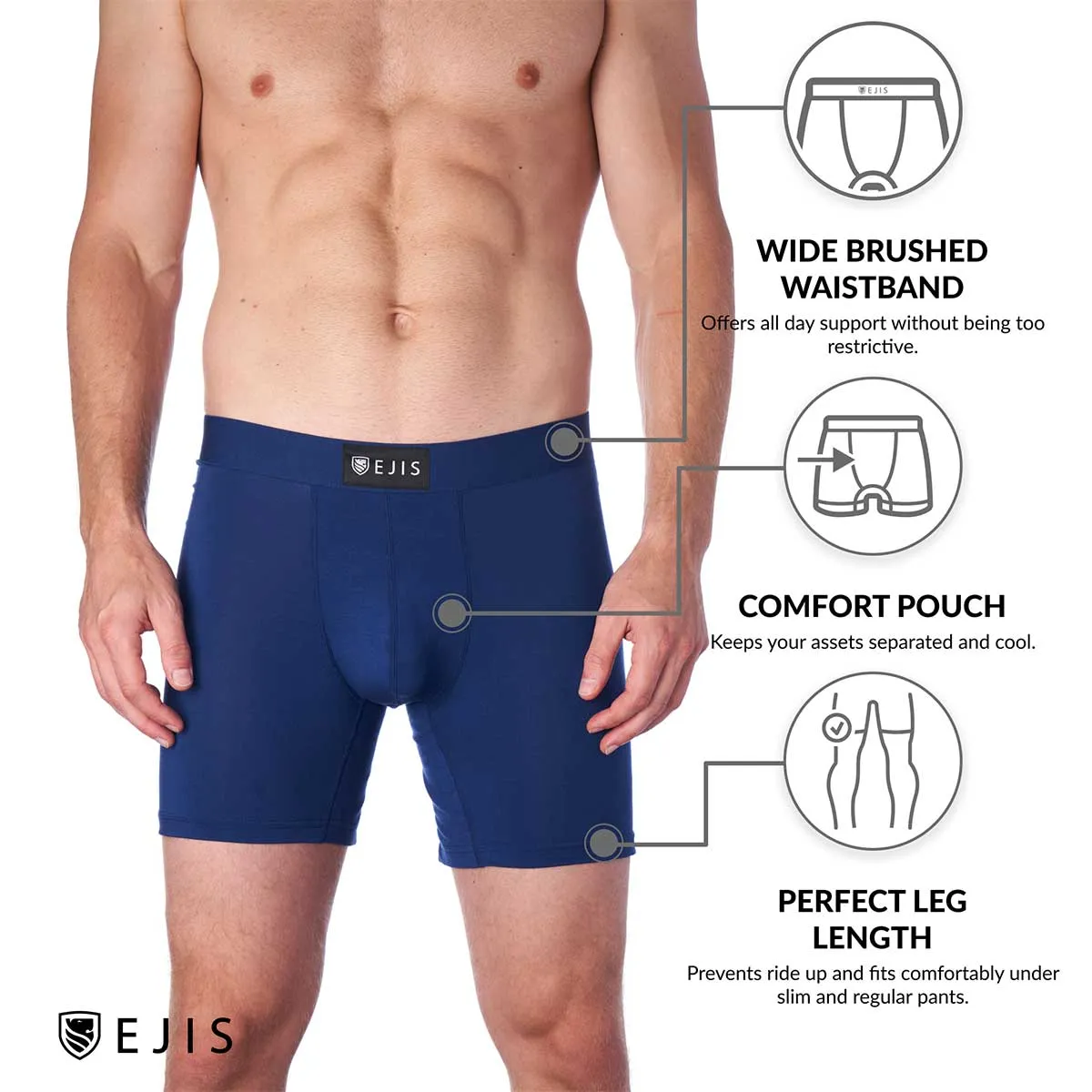 Essential Men's Boxer Briefs with Pouch - Navy 3-Pack