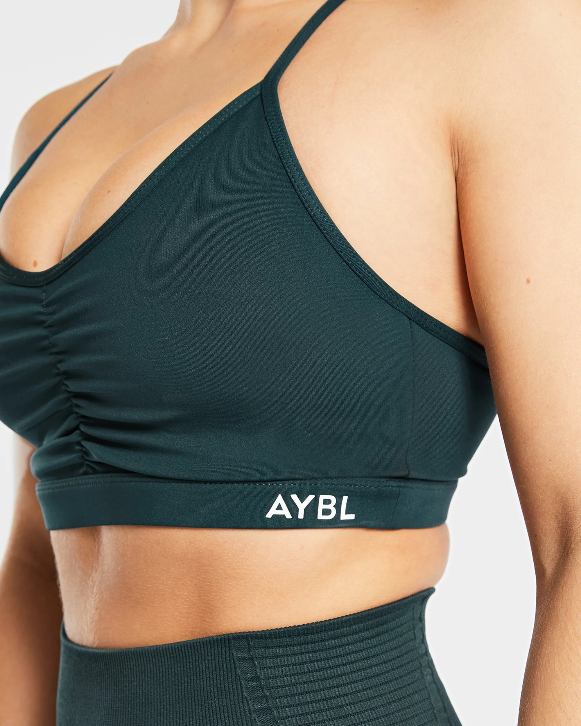 Essential Ruched Sports Bra - Forest Green