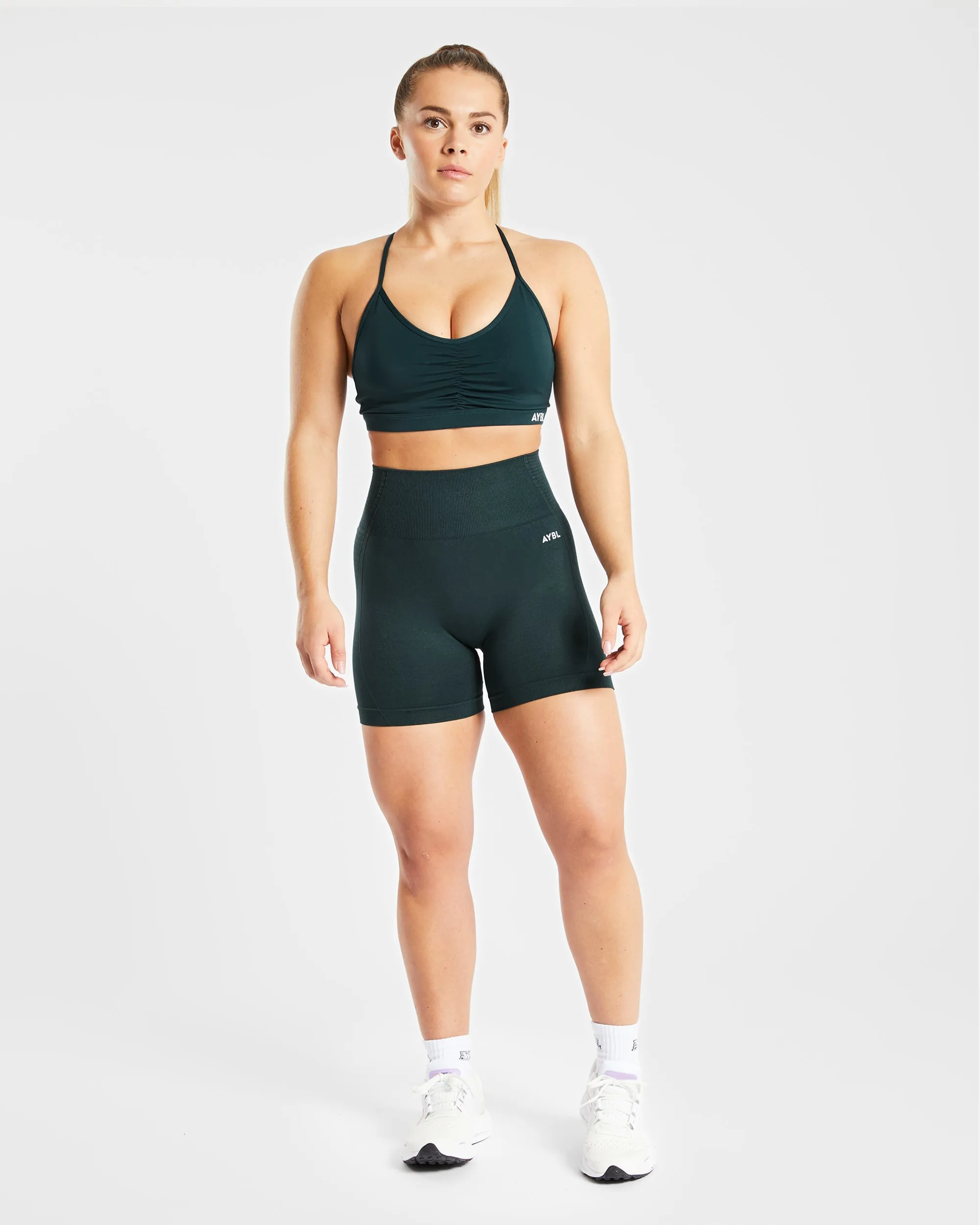 Essential Ruched Sports Bra - Forest Green