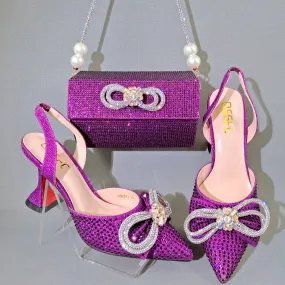 f diamonds and shiny shoes with bags,  PURPLE