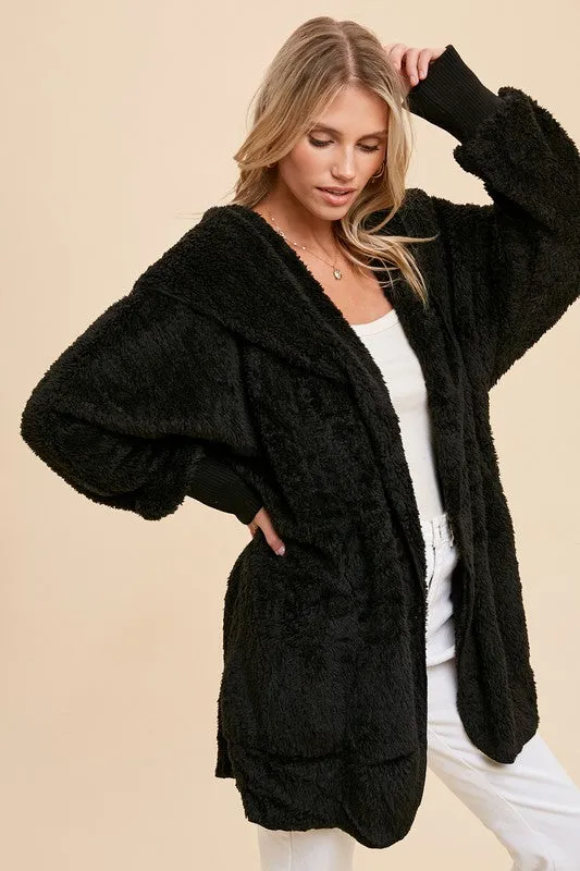 Faux fur So Soft plush hooded jacket with pockets - Assorted Colors