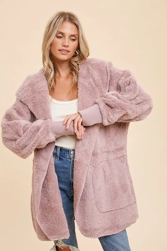 Faux fur So Soft plush hooded jacket with pockets - Assorted Colors