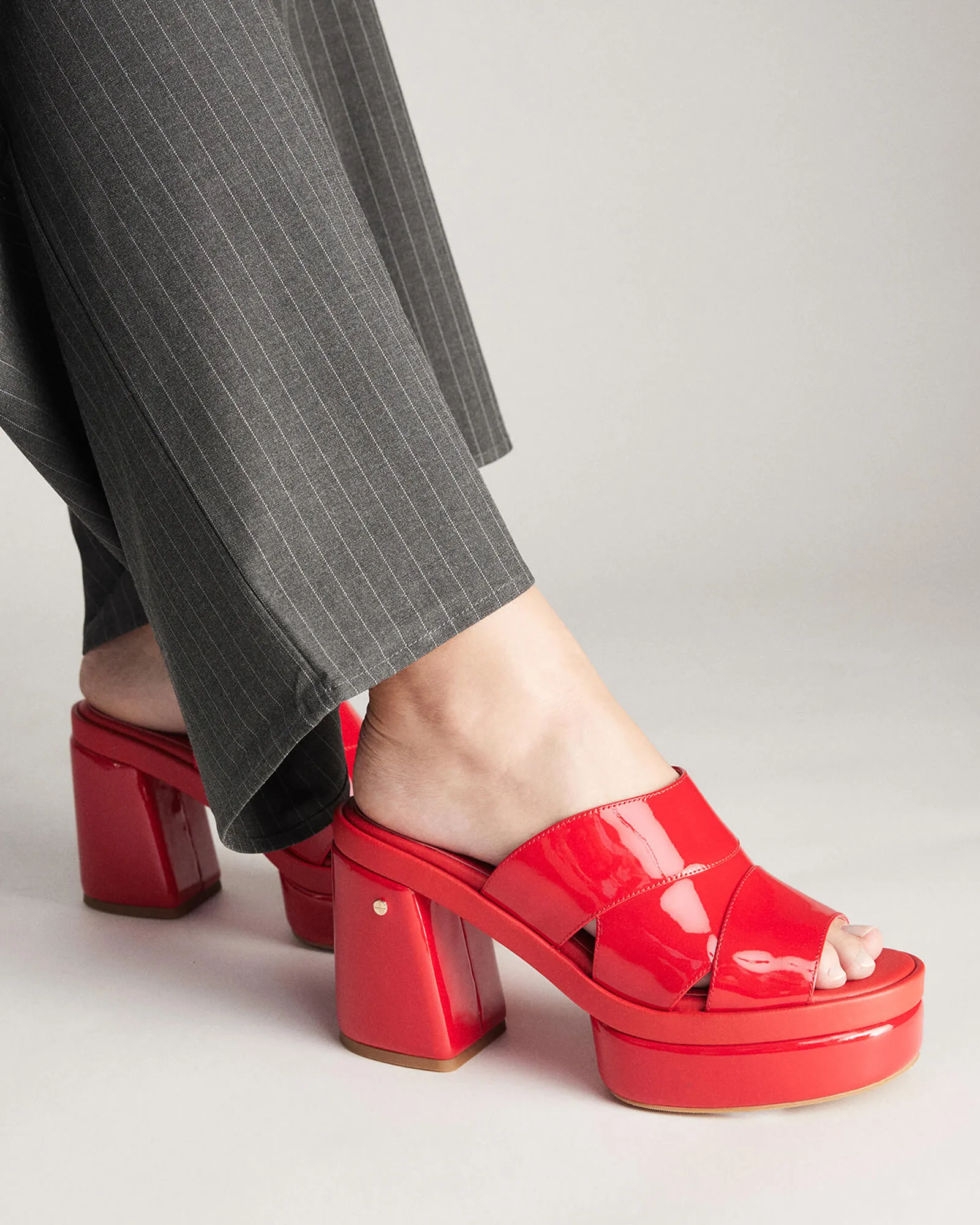 FAYE HIGH HEEL PLATFORM SANDALS RED PATENT