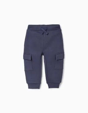 Fleece Joggers with Cargo Pockets for Baby Boys, Blue