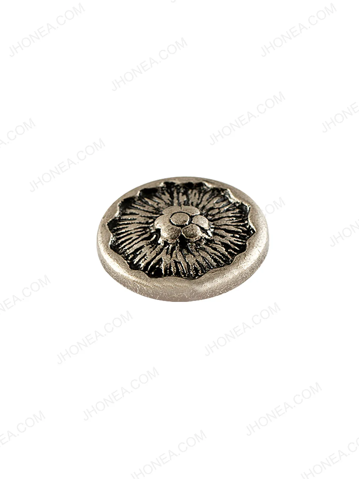 Floral Design Antique Silver Coat Button