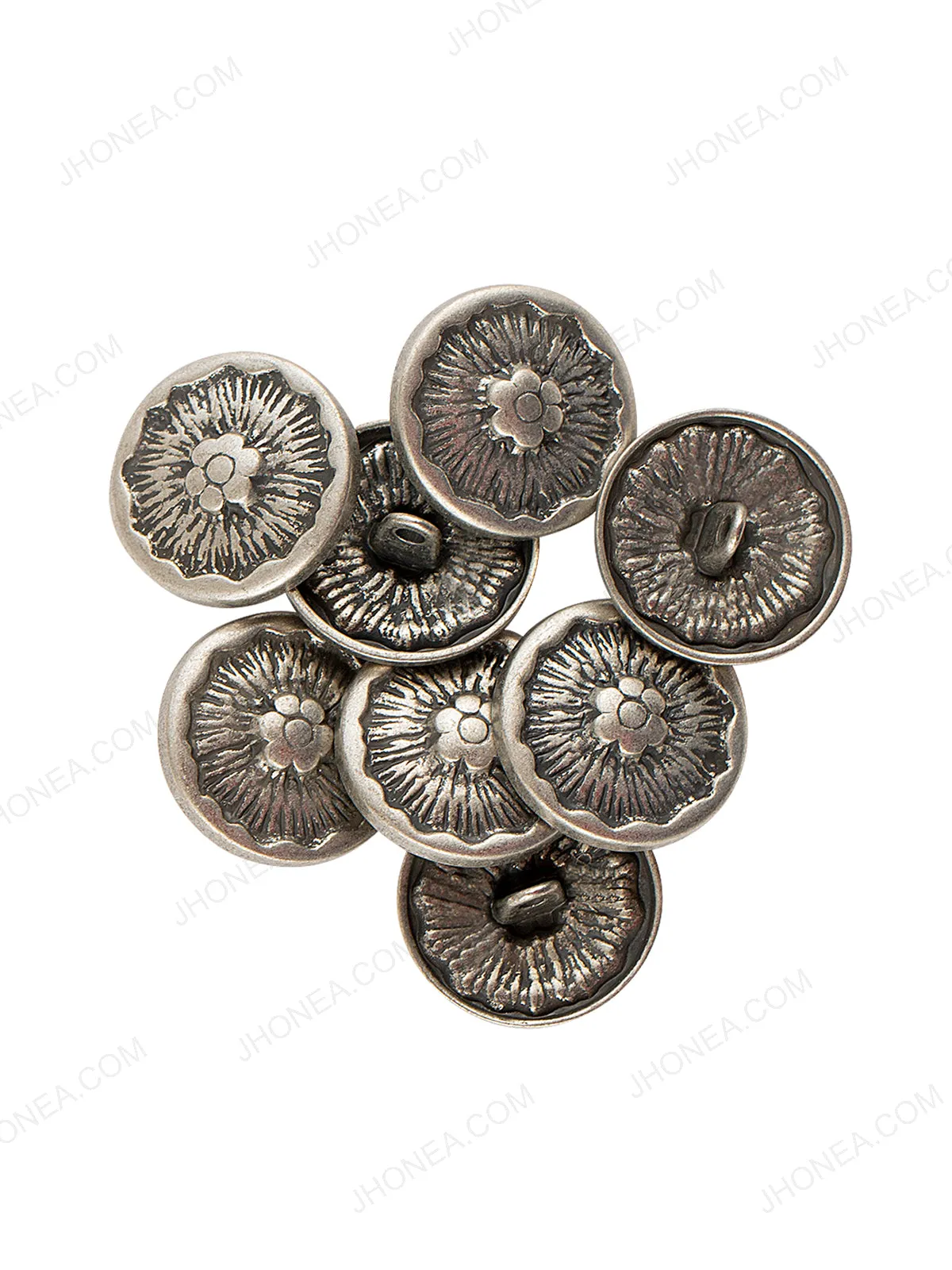 Floral Design Antique Silver Coat Button