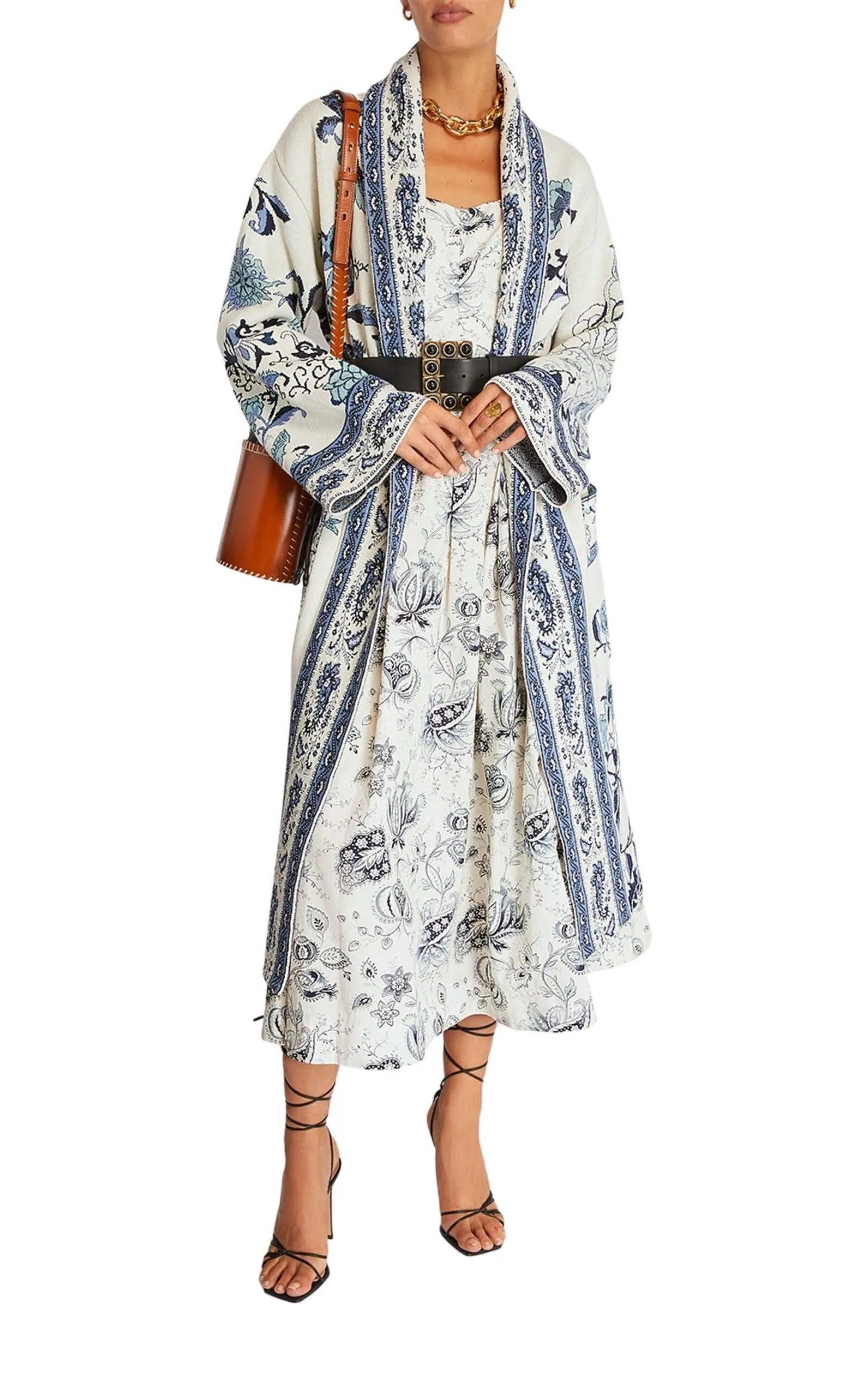 Floral Print Wrap Coat