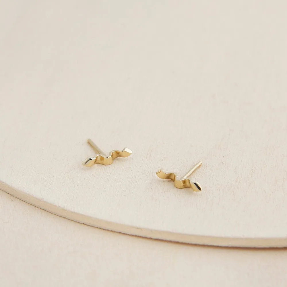 Folded Ribbon Stud Earrings - 14k Gold or Bronze