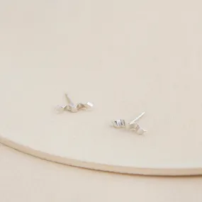 Folded Ribbon Stud Earrings - Sterling Silver