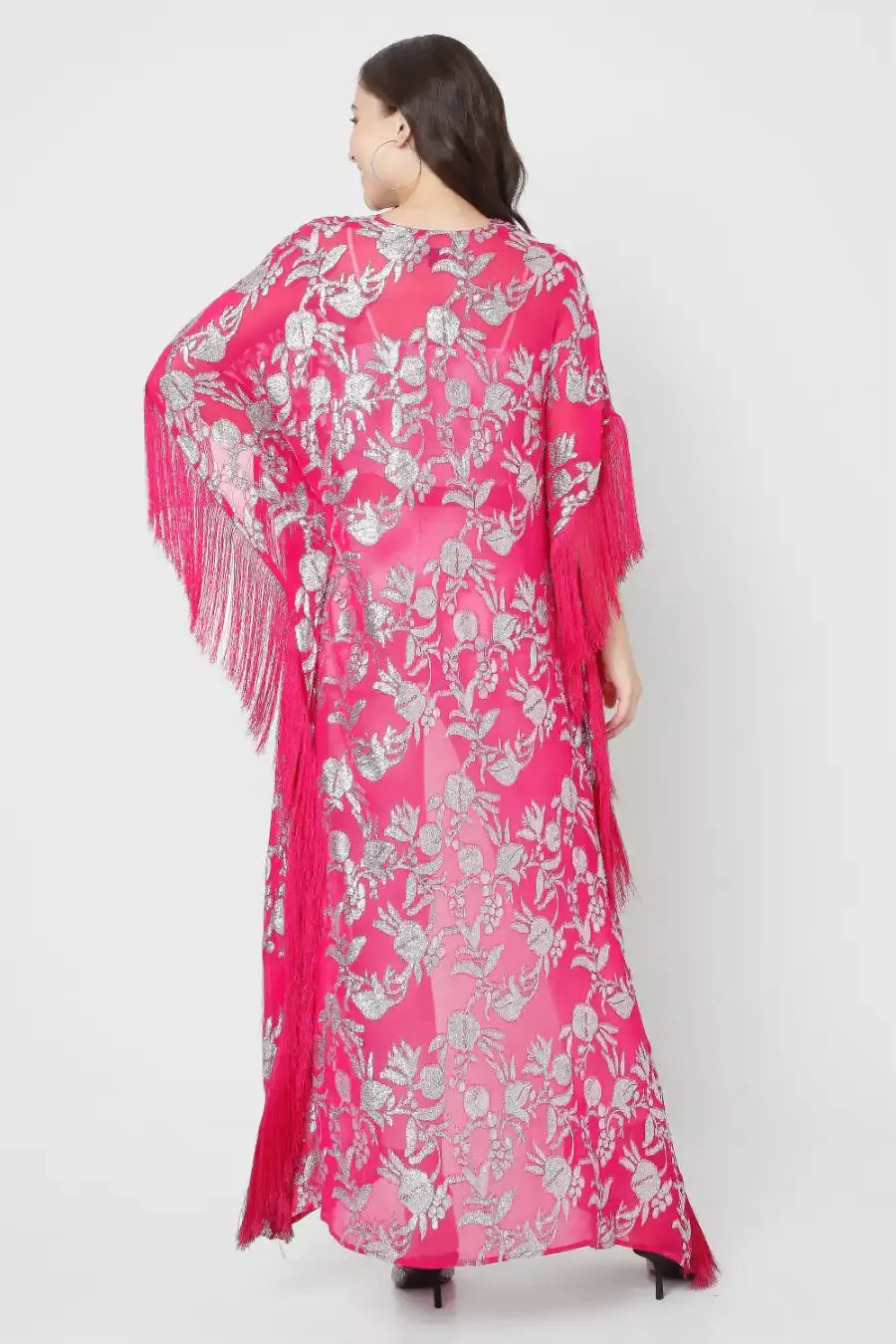 Fuchsia Fringe Maxi Duster