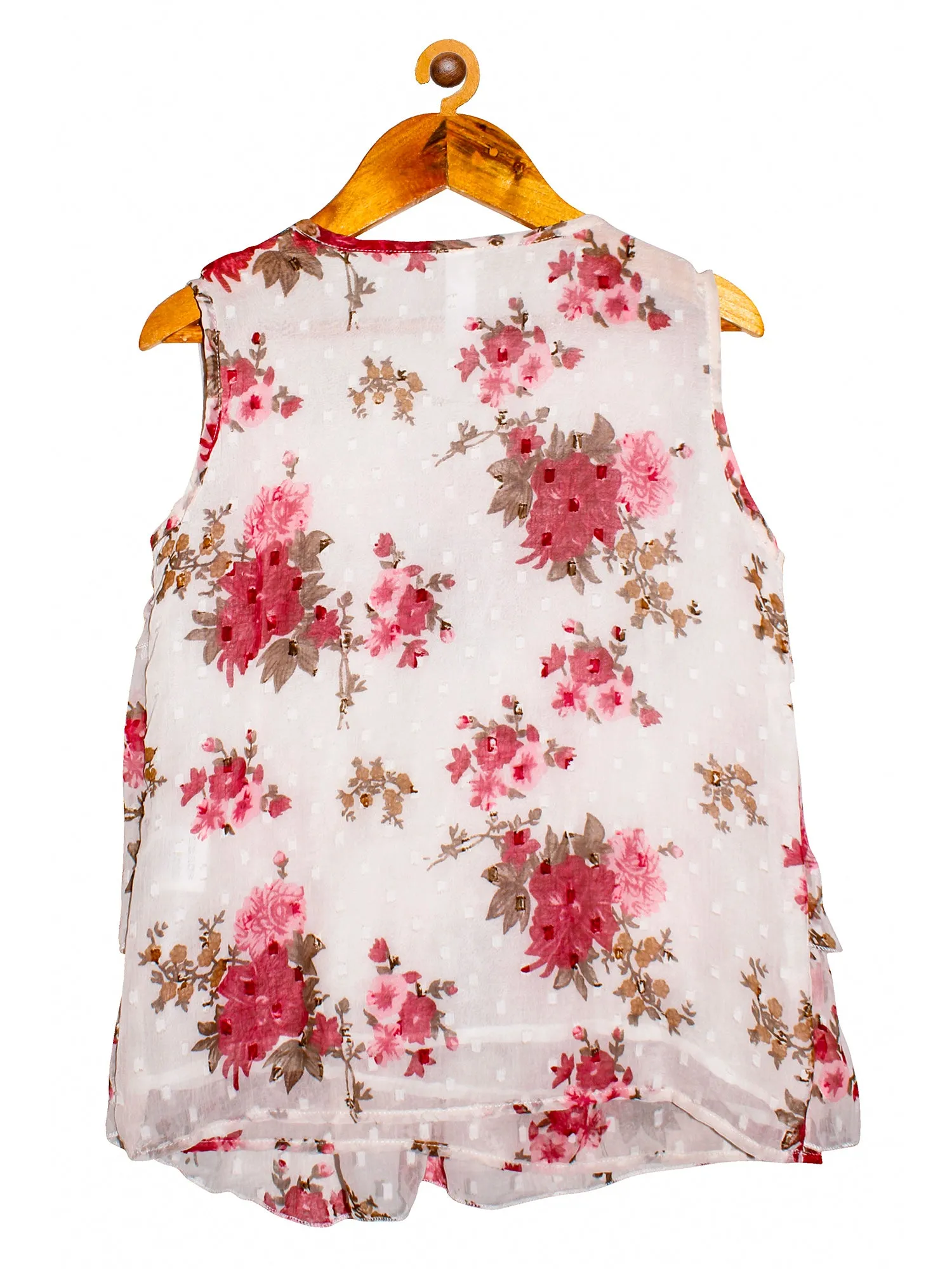 Girls Floral Printed Georgette Sleeveless Top