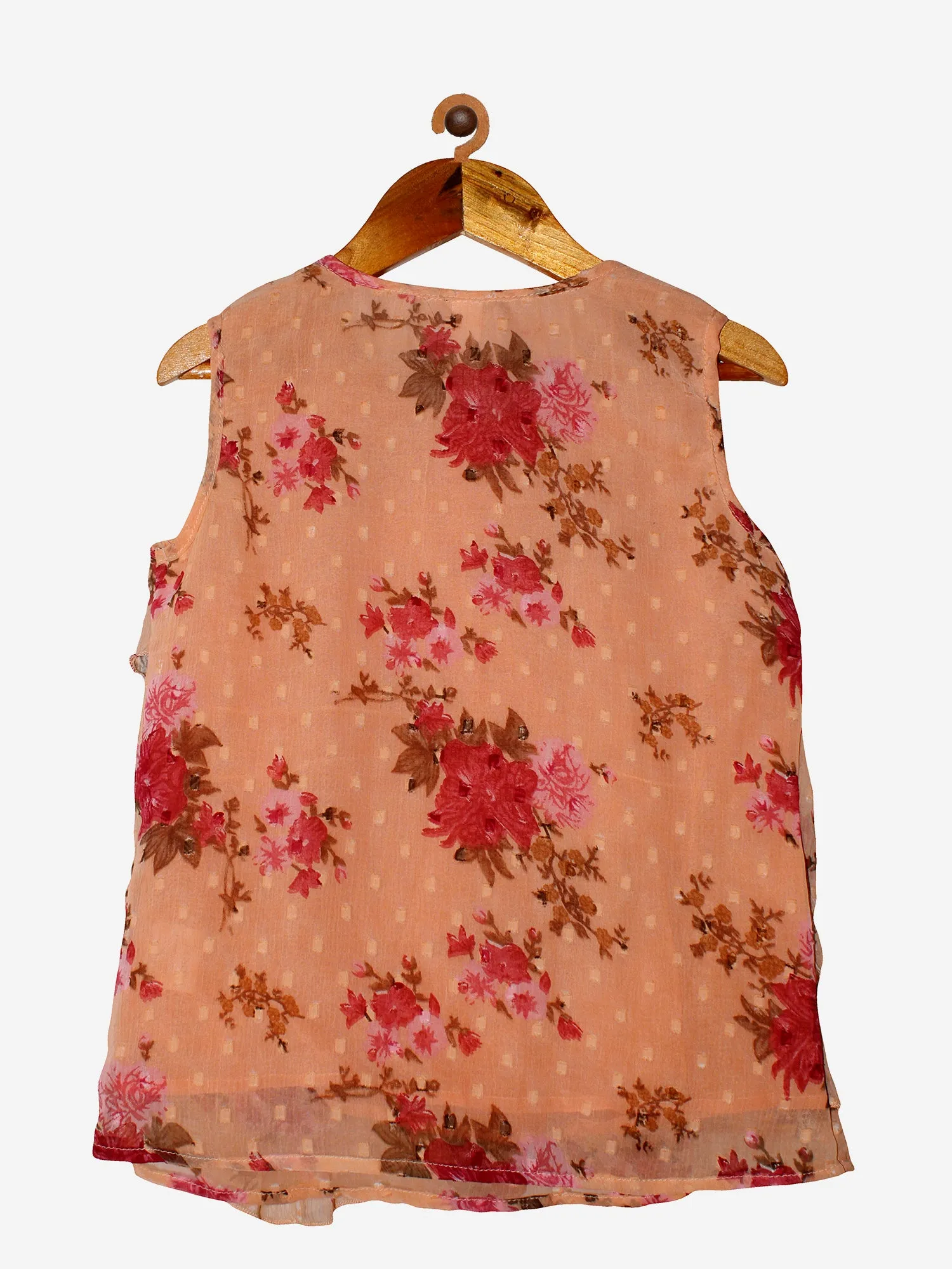 Girls Floral Printed Georgette Sleeveless Top