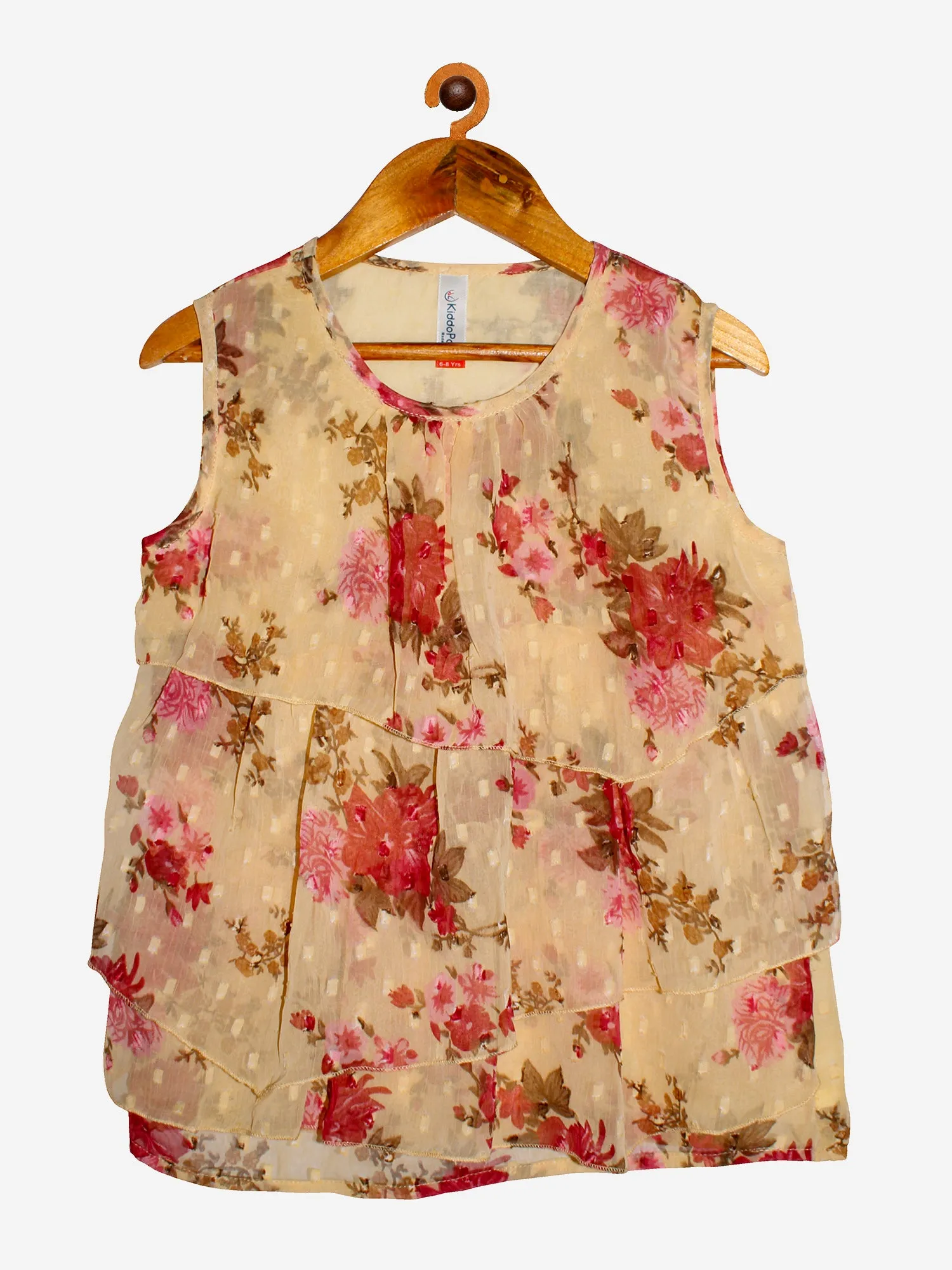 Girls Floral Printed Georgette Sleeveless Top