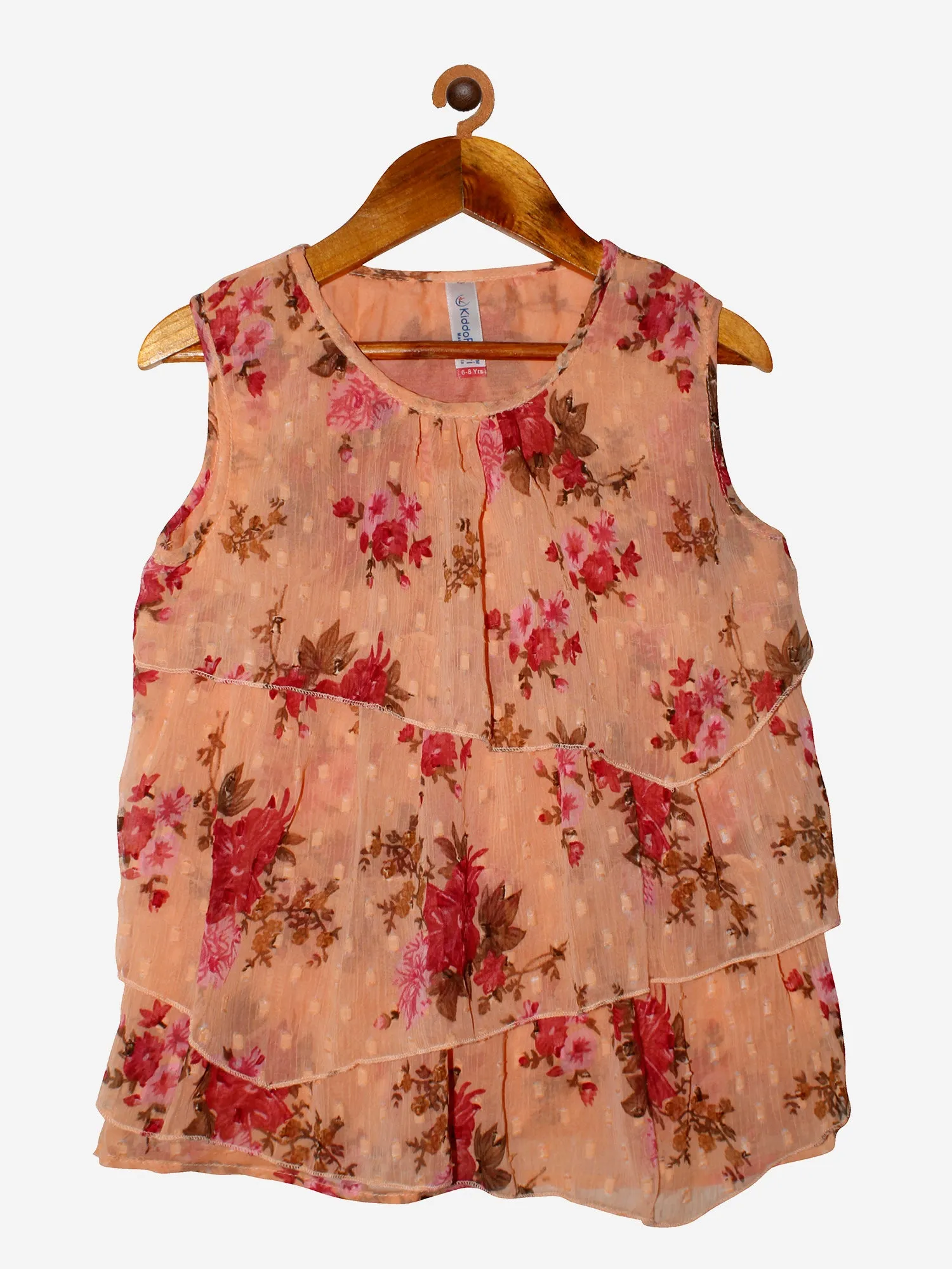 Girls Floral Printed Georgette Sleeveless Top