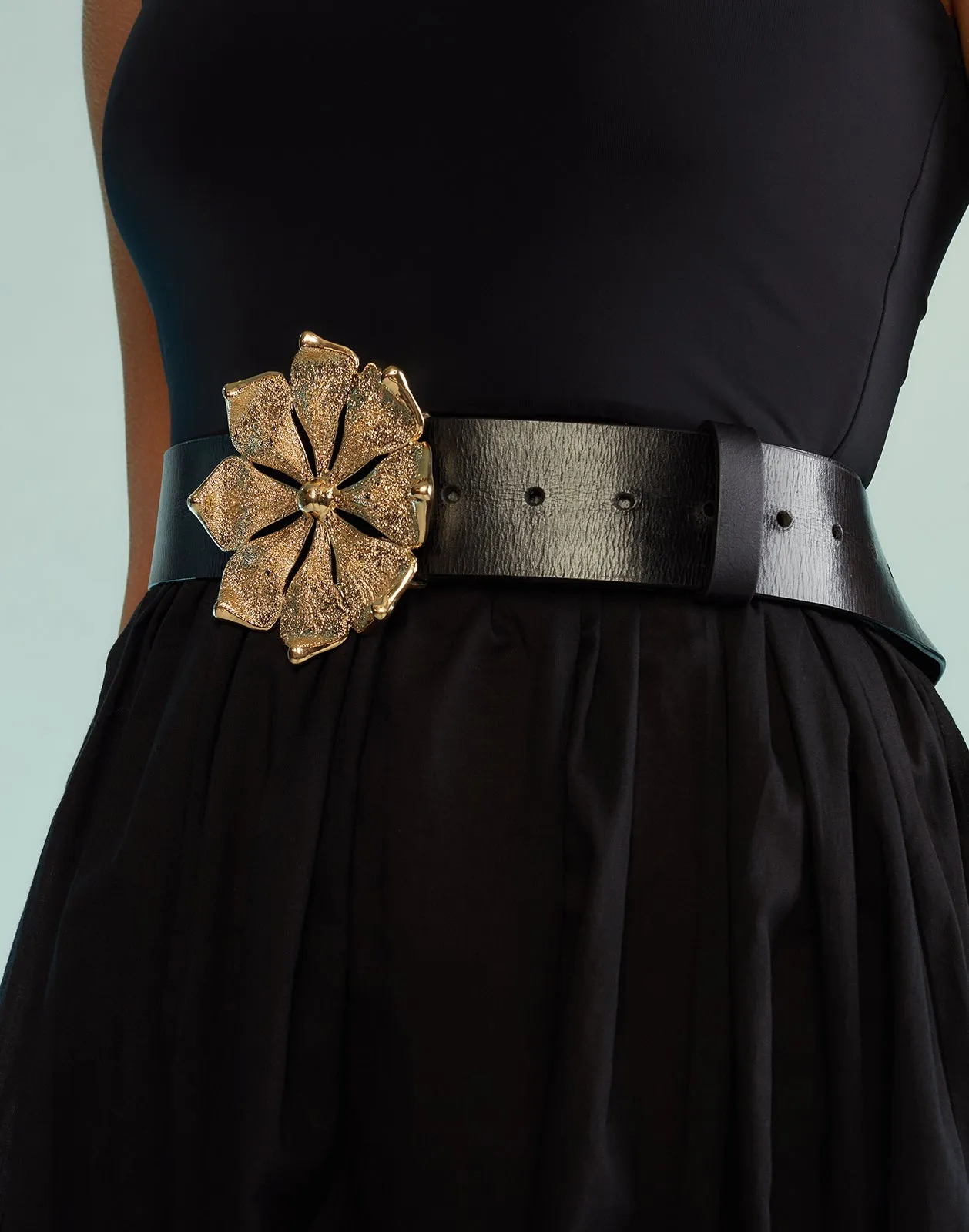 Gold Flower Buckle Belt