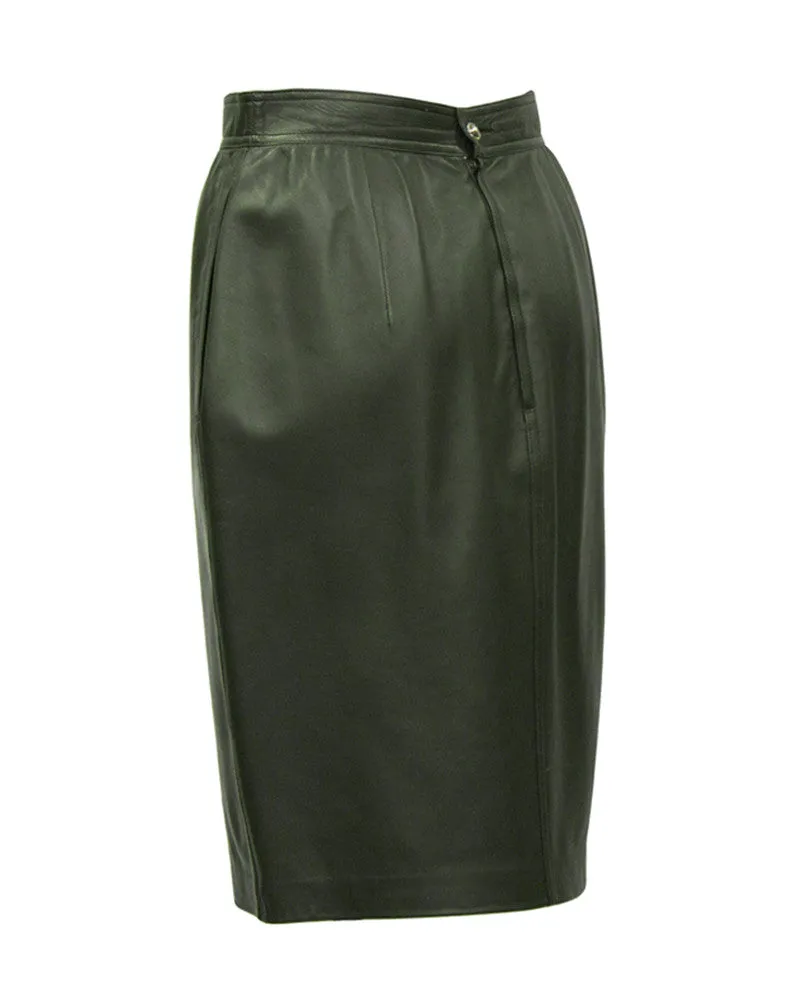 Green Leather Skirt