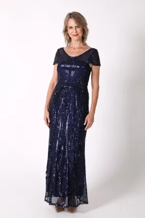 Greta Sequin Maxi Dress - Navy