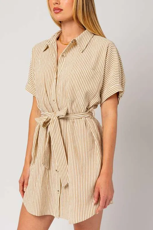 Half Sleeve Button Down Shirt Dress | Nursing Friendly