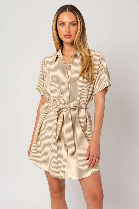 Half Sleeve Button Down Shirt Dress | Nursing Friendly