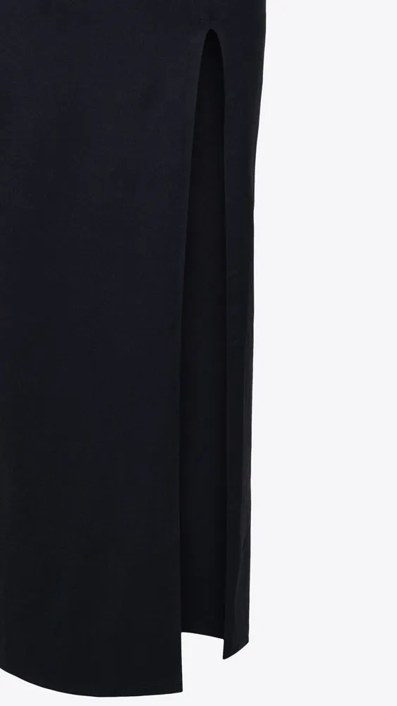 Halter Low Back Slit Dress - Black