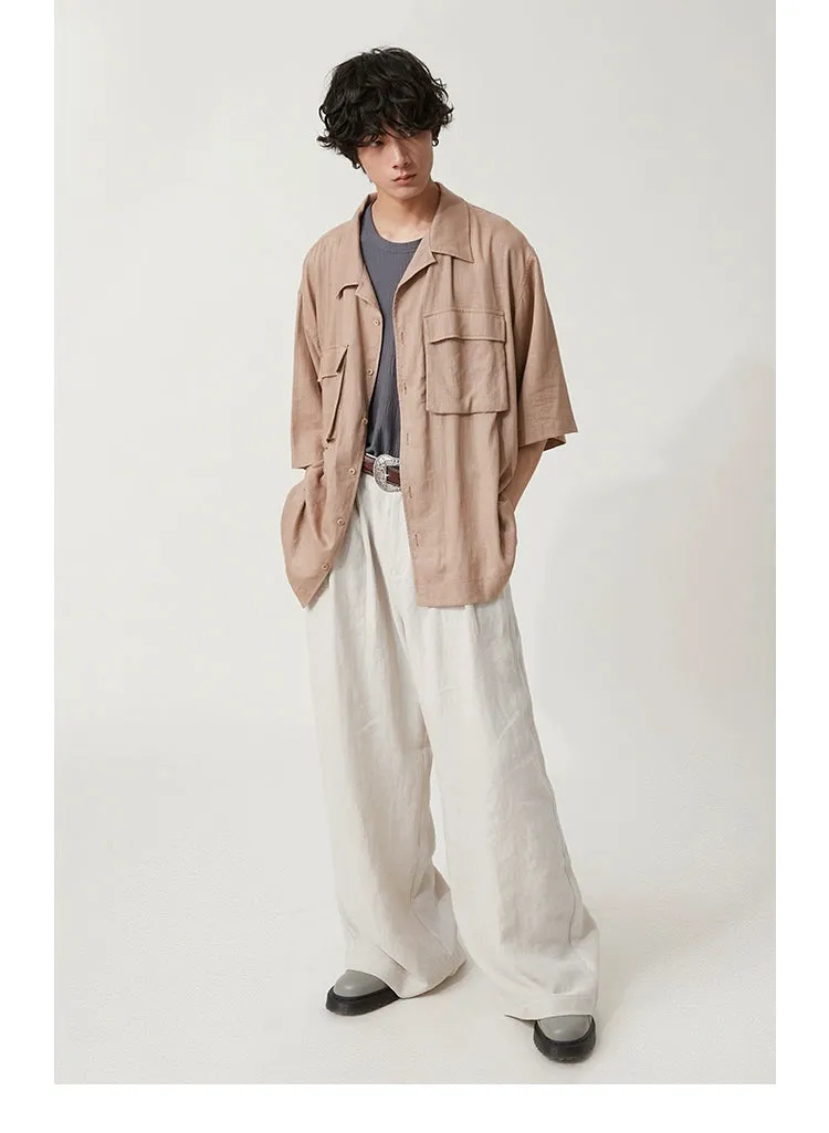 High-Waisted Wide-Leg Linen Trousers