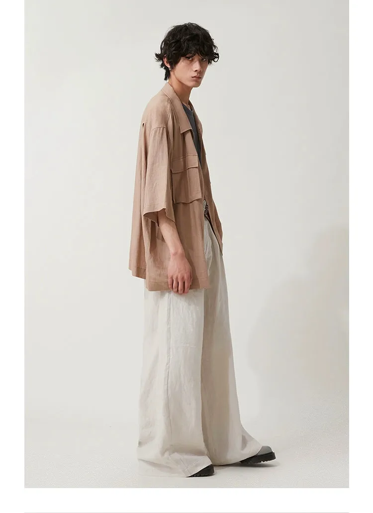 High-Waisted Wide-Leg Linen Trousers