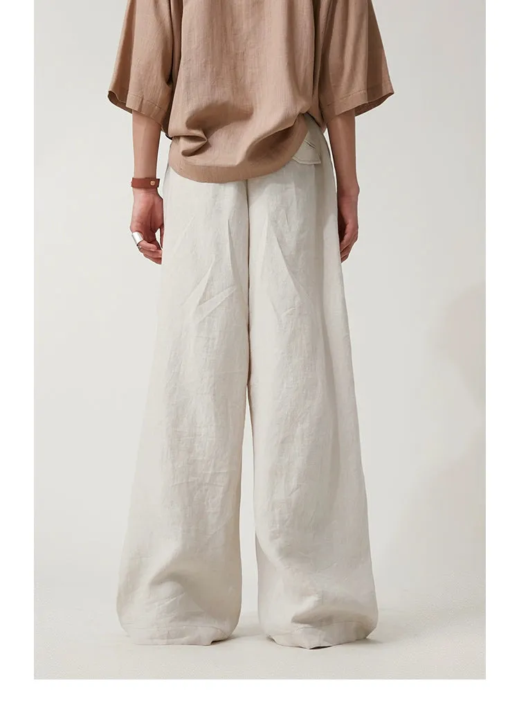 High-Waisted Wide-Leg Linen Trousers