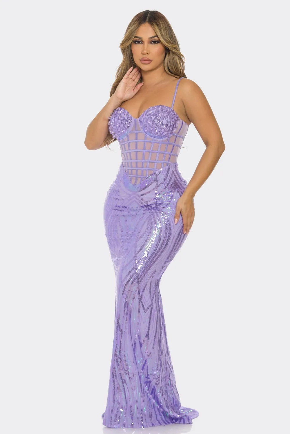 Jasmine Giselle Crystal Sequin Maxi Dress