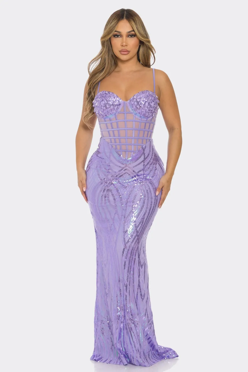 Jasmine Giselle Crystal Sequin Maxi Dress